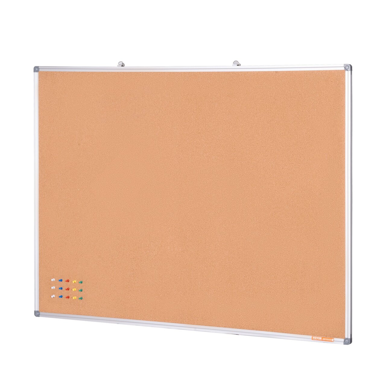 Brown Aluminum Frame Cork-board Bulletin Board with 2 Hooks 48x36 in
